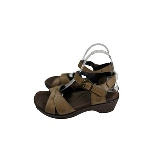 Born Laila Brown Woven Leather Cork Wedge Sandals Size 8/39